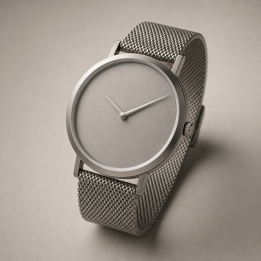 Minimalist Two-Hand Watch, Brushed Steel