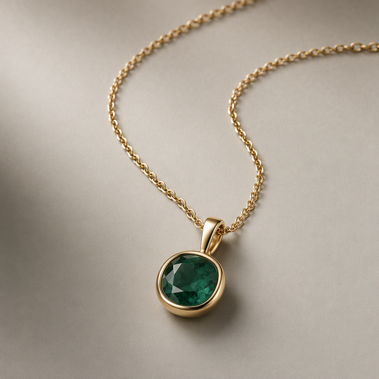 Pendant Necklace with Green Stone