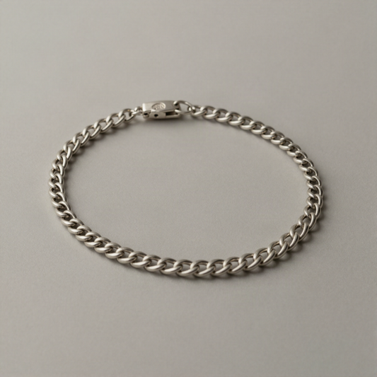 Curb Chain Bracelet, Sterling Finish