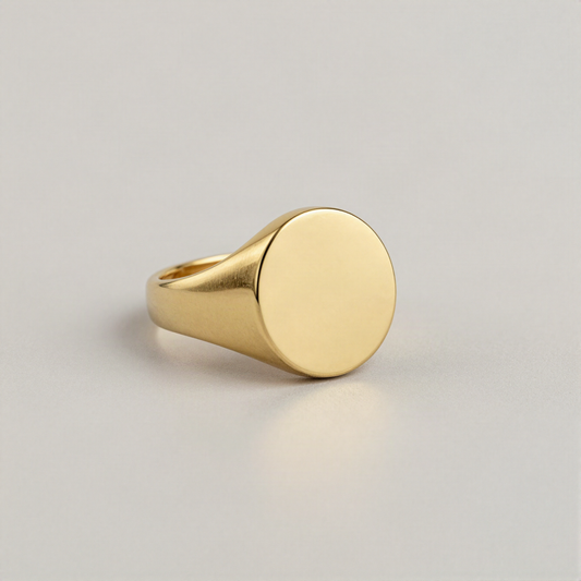 Signet Ring, Brushed Gold Tone